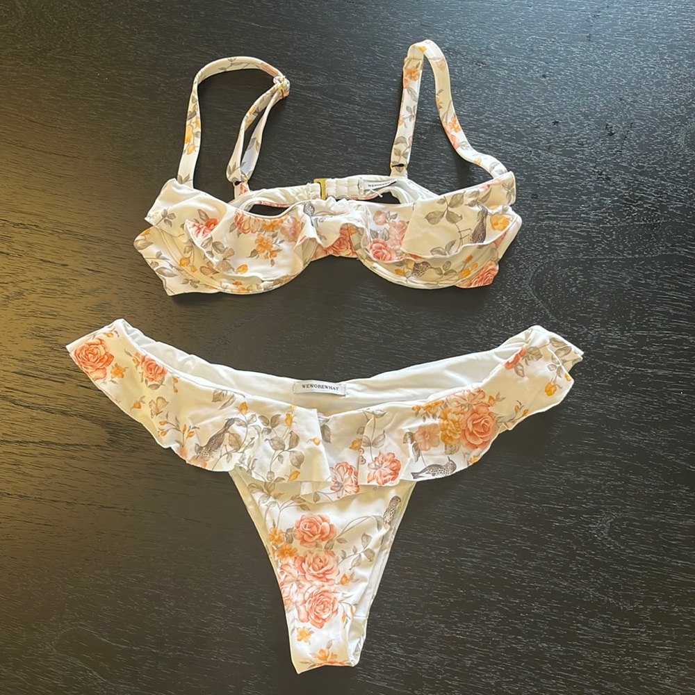 WeWoreWhat Ruffle Floral Print Bikini